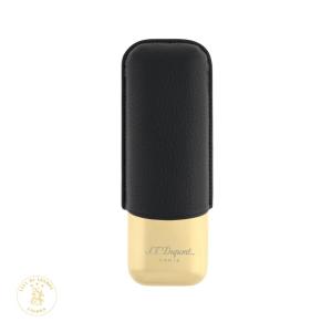 S.T. Dupont 2 Cigar Leather Case - Black