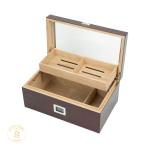 Glass Top Fold Out Tray 75 Cigars Humidor - Cherry