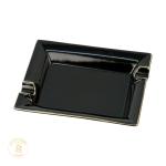 Porcelain Ashtray Golden Border - Black