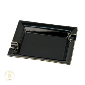 Porcelain Ashtray Golden Border - Black