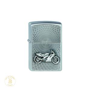 Zippo Brushed Chrome Motorbike Emblem Lighter