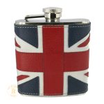 Flask Union Jack Flag Leather - with Gift Box
